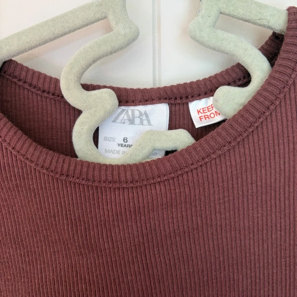 Zara Kids Long Sleeve Maroon Dress - Picture 4 of 5